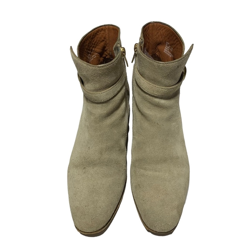 Coach Chrystie Suede Ankle Boots with Gold Buckle - Picture 4 of 16